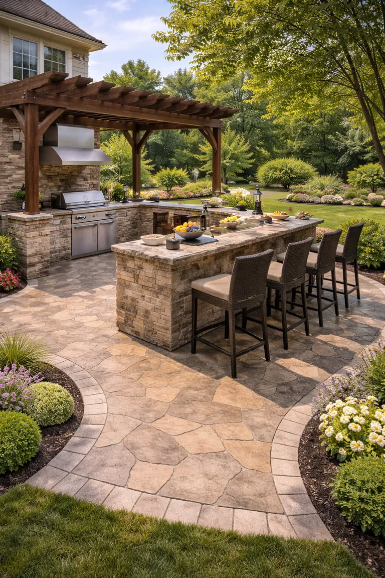 Residential outdoor kitchen and BBQ concrete service